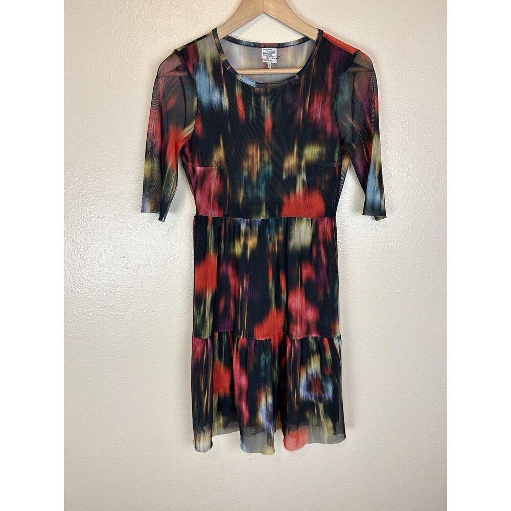 Baum Und Pferdgarten XS Mesh Dress Mini Short Sleeve Y2K Floral Blur Artsy - Picture 1 of 4